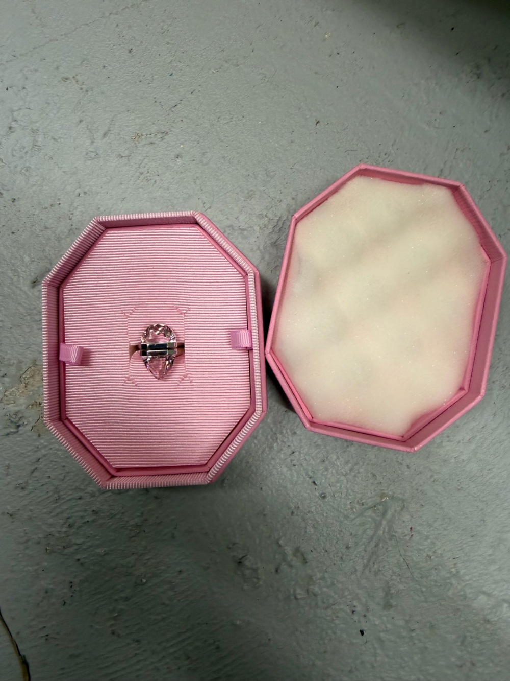 Swarovski Pink Crystal Heart Ring in Pink Octagonal Box